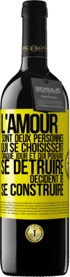 39,95 € Envoi gratuit | Vin rouge Édition RED MBE Réserve L'amour sont deux personnes qui se choisissent chaque jour et qui pouvant se détruire, décident de se construire Étiquette Jaune. Étiquette personnalisable Réserve 12 Mois Récolte 2015 Tempranillo