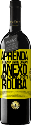 39,95 € Envio grátis | Vinho tinto Edição RED MBE Reserva Aprenda a diferença entre conexão e anexo. Um dá energia, o outro rouba Etiqueta Amarela. Etiqueta personalizável Reserva 12 Meses Colheita 2014 Tempranillo