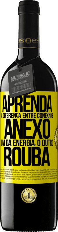 39,95 € Envio grátis | Vinho tinto Edição RED MBE Reserva Aprenda a diferença entre conexão e anexo. Um dá energia, o outro rouba Etiqueta Amarela. Etiqueta personalizável Reserva 12 Meses Colheita 2015 Tempranillo