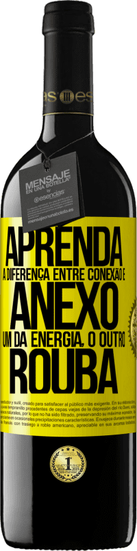 39,95 € Envio grátis | Vinho tinto Edição RED MBE Reserva Aprenda a diferença entre conexão e anexo. Um dá energia, o outro rouba Etiqueta Amarela. Etiqueta personalizável Reserva 12 Meses Colheita 2016 Tempranillo