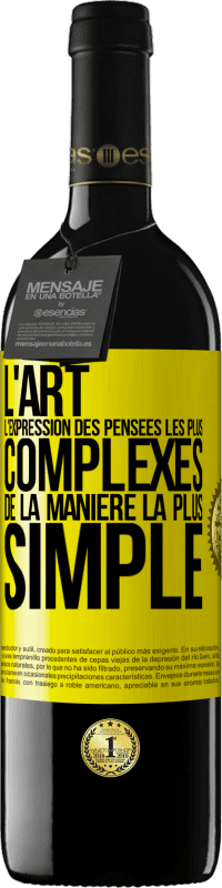 39,95 € Envoi gratuit | Vin rouge Édition RED MBE Réserve L'ART. L'expression des pensées les plus complexes de la manière la plus simple Étiquette Jaune. Étiquette personnalisable Réserve 12 Mois Récolte 2016 Tempranillo