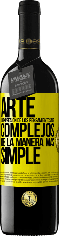 39,95 € Envío gratis | Vino Tinto Edición RED MBE Reserva ARTE. La expresión de los pensamientos más complejos de la manera más simple Etiqueta Amarilla. Etiqueta personalizable Reserva 12 Meses Cosecha 2016 Tempranillo