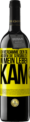 39,95 € Kostenloser Versand | Rotwein RED Ausgabe MBE Reserve Ich verdamme den Tag, and dem die Sensibilität in mein Leben kam Gelbes Etikett. Anpassbares Etikett Reserve 12 Monate Ernte 2014 Tempranillo