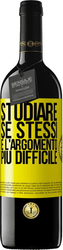 39,95 € Spedizione Gratuita | Vino rosso Edizione RED MBE Riserva Studiare se stessi è l'argomento più difficile Etichetta Gialla. Etichetta personalizzabile Riserva 12 Mesi Raccogliere 2015 Tempranillo