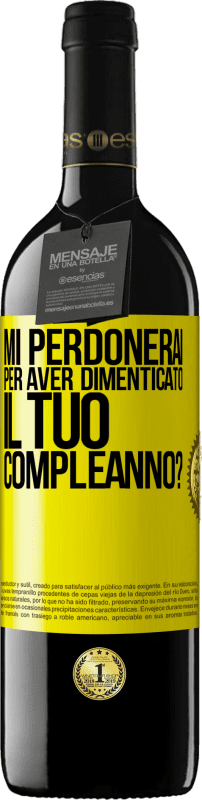 39,95 € Spedizione Gratuita | Vino rosso Edizione RED MBE Riserva Mi perdonerai per aver dimenticato il tuo compleanno? Etichetta Gialla. Etichetta personalizzabile Riserva 12 Mesi Raccogliere 2015 Tempranillo