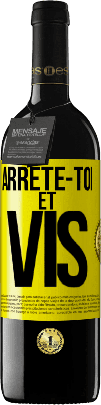 39,95 € Envoi gratuit | Vin rouge Édition RED MBE Réserve Arrête-toi et vis Étiquette Jaune. Étiquette personnalisable Réserve 12 Mois Récolte 2014 Tempranillo