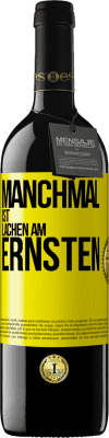 39,95 € Kostenloser Versand | Rotwein RED Ausgabe MBE Reserve Manchmal ist Lachen am ernsten Gelbes Etikett. Anpassbares Etikett Reserve 12 Monate Ernte 2014 Tempranillo