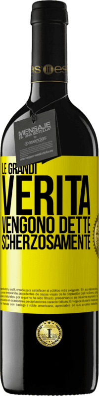 39,95 € Spedizione Gratuita | Vino rosso Edizione RED MBE Riserva Le grandi verità vengono dette scherzosamente Etichetta Gialla. Etichetta personalizzabile Riserva 12 Mesi Raccogliere 2014 Tempranillo