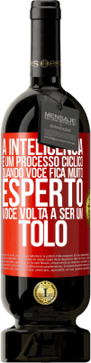 49,95 € Envio grátis | Vinho tinto Edição Premium MBS® Reserva A inteligência é um processo cíclico. Quando você fica muito esperto, você volta a ser um tolo Etiqueta Vermelha. Etiqueta personalizável Reserva 12 Meses Colheita 2014 Tempranillo