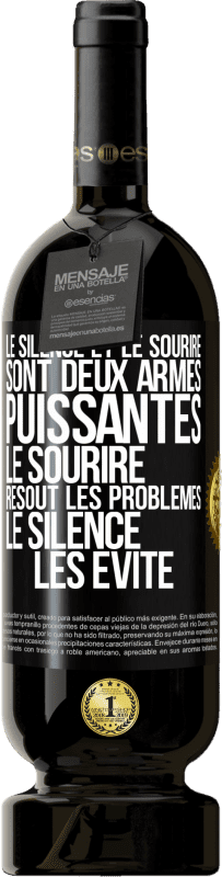 49,95 € Envoi gratuit | Vin rouge Édition Premium MBS® Réserve Le silence et le sourire sont deux armes puissantes. Le sourire résout les problèmes, le silence les évite Étiquette Noire. Étiquette personnalisable Réserve 12 Mois Récolte 2015 Tempranillo