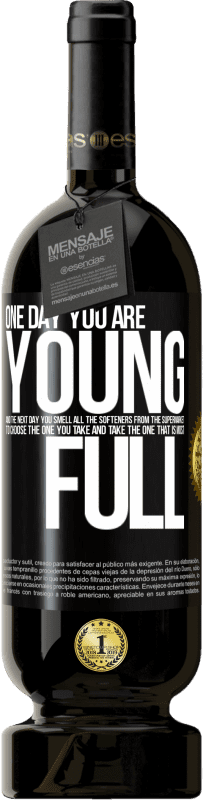 49,95 € 免费送货 | 红酒 高级版 MBS® 预订 有一天你还年轻，第二天，你闻到了超市里所有的软化剂，选择了一种，然后服用了最柔软的一种 黑标. 可自定义的标签 预订 12 个月 收成 2016 Tempranillo