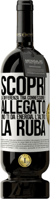 49,95 € Spedizione Gratuita | Vino rosso Edizione Premium MBS® Riserva Scopri la differenza tra connessione e allegato. Uno ti dà energia, l'altro la ruba Etichetta Bianca. Etichetta personalizzabile Riserva 12 Mesi Raccogliere 2016 Tempranillo