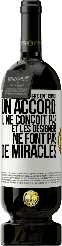 49,95 € Envoi gratuit | Vin rouge Édition Premium MBS® Réserve Dieu et les designers ont conclu un accord: il ne conçoit pas et les designers ne font pas de miracles Étiquette Blanche. Étiquette personnalisable Réserve 12 Mois Récolte 2015 Tempranillo