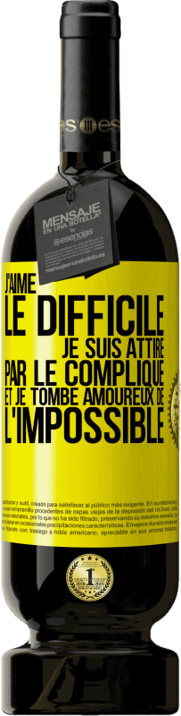 49,95 € Envoi gratuit | Vin rouge Édition Premium MBS® Réserve J'aime le difficile, je suis attiré par le compliqué et je tombe amoureux de l'impossible Étiquette Jaune. Étiquette personnalisable Réserve 12 Mois Récolte 2015 Tempranillo