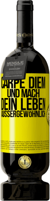 49,95 € Kostenloser Versand | Rotwein Premium Ausgabe MBS® Reserve Carpe Diem und mach dein Leben außergewöhnlich Gelbes Etikett. Anpassbares Etikett Reserve 12 Monate Ernte 2015 Tempranillo