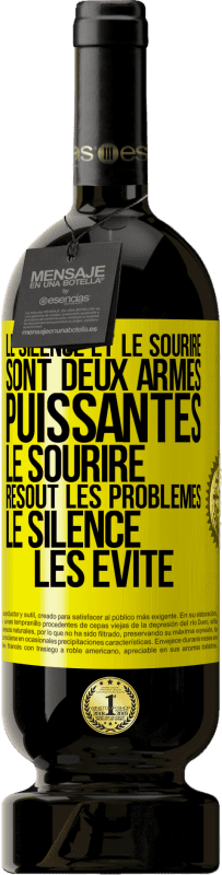 49,95 € Envoi gratuit | Vin rouge Édition Premium MBS® Réserve Le silence et le sourire sont deux armes puissantes. Le sourire résout les problèmes, le silence les évite Étiquette Jaune. Étiquette personnalisable Réserve 12 Mois Récolte 2015 Tempranillo