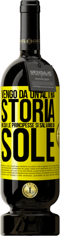 49,95 € Spedizione Gratuita | Vino rosso Edizione Premium MBS® Riserva Vengo da un'altra storia in cui le principesse si salvano da sole Etichetta Gialla. Etichetta personalizzabile Riserva 12 Mesi Raccogliere 2014 Tempranillo