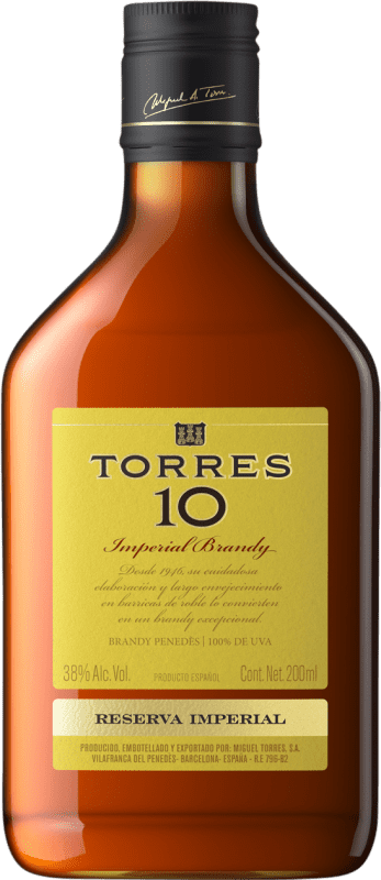 5,95 € Kostenloser Versand | Brandy Torres D.O. Penedès Katalonien Spanien 10 Jahre Kleiner Flachmann 20 cl
