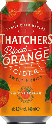 68,95 € Envío gratis | Caja de 24 unidades Sidra Thatchers Reino Unido Lata Medium 50 cl Blood Orange — Naranja Roja
