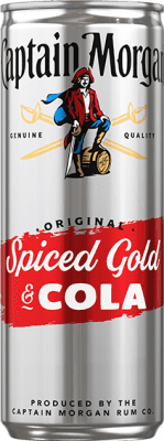 48,95 € 送料無料 | 12個入りボックス ミキサー Captain Morgan Gold — ゴールドエディション ジャマイカ 缶 25 cl Cola — コーラ, Spiced — スパイス入り