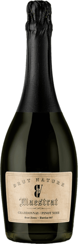 24,95 € Бесплатная доставка | Белое игристое вино Besalduch Valls Bellmunt Maestrat Brut Nature — Брют Натюр I.G.P. Vin de la Terra de Castelló Сообщество Валенсии Испания Pinot Noir — Пино Нуар, Chardonnay — Шардоне 75 cl Vegan — Веганский