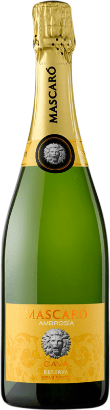 15,95 € 免费送货 | 白起泡酒 Mascaró Ambrosía Semiseco — 半干型 珍藏 D.O. Cava 加泰罗尼亚 西班牙 Macabeo — 马卡贝奥, Xarel·lo — 哈雷洛, Parellada — 帕雷利亚达 75 cl