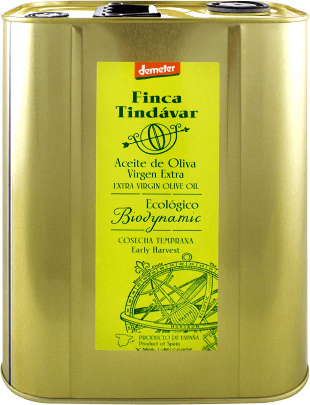 82,95 € 免费送货 | 橄榄油 Finca Tindávar EVOO 特级初榨 卡斯蒂利亚 - 拉曼恰 西班牙 Picual — 皮夸尔 Bio — 生态 有机 天然 特殊罐 3 L