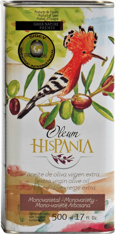 18,95 € Envio grátis | Azeite de Oliva Oleum Hispania Tradicional, Premium, Nature, AOVE Virgem Extra Córdoba Espanha Arbosana Lata 50 cl
