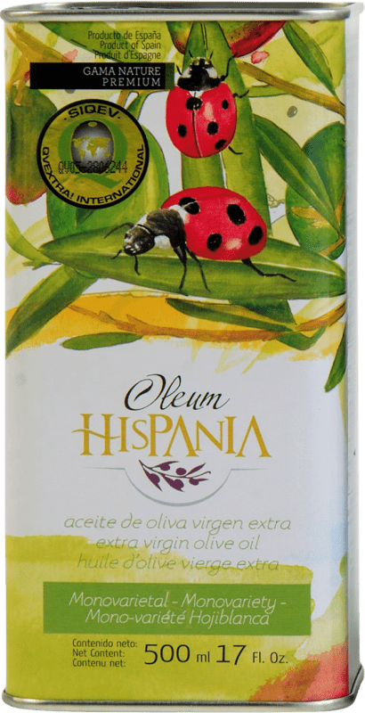 18,95 € 免费送货 | 橄榄油 Oleum Hispania 传统, Premium — 高端, Nature, EVOO 特级初榨 Córdoba 西班牙 Hojiblanca — 奥希布兰卡 罐 50 cl
