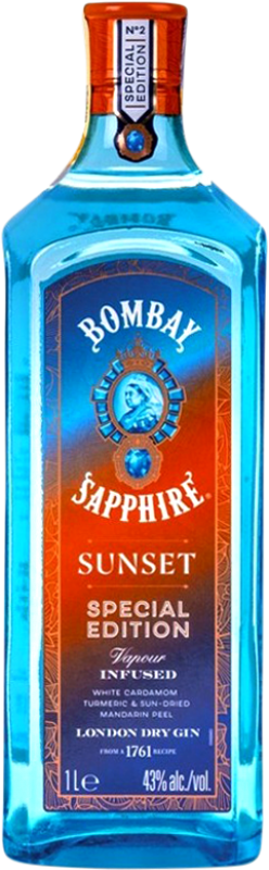32,95 € Envio grátis | Genever Gin Bombay Sapphire Sunset Infused Especial, Edição Limitada Reino Unido 1 L