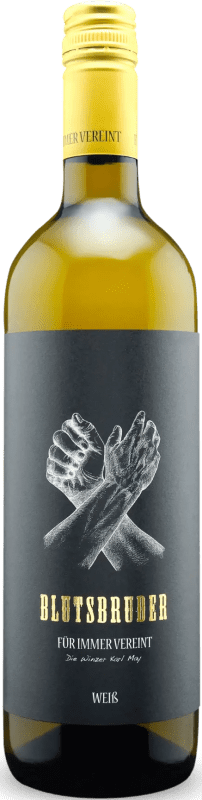 15,95 € Kostenloser Versand | Weißwein Weingut Karl May Blutsbruder Trocken Q.b.A. Rheinhessen Rheinhessen Deutschland Pinot Blanc — Weißburgunder, Sauvignon, Silvaner 75 cl