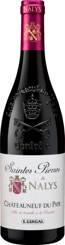56,95 € Spedizione Gratuita | Vino Rosso Domaine E. Guigal Château de Nalys Saintes Pierres A.O.C. Châteauneuf-du-Pape Rhône Francia Syrah, Garnacha — Grenache, Mourvèdre, Cinsault Bottiglia 75 cl