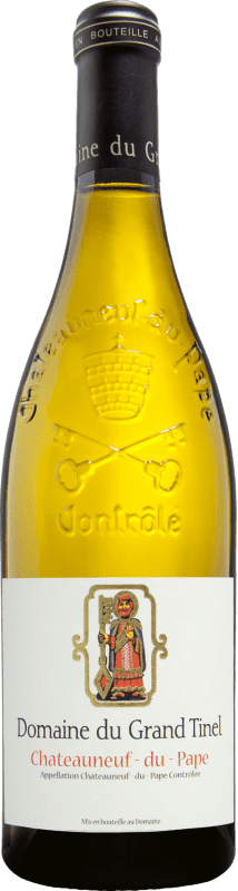 61,95 € Envío gratis | Vino Blanco Domaine du Grand Tinel A.O.C. Châteauneuf-du-Pape Rhône Francia Garnacha, Roussanne, Bourboulenc, Clairette 75 cl
