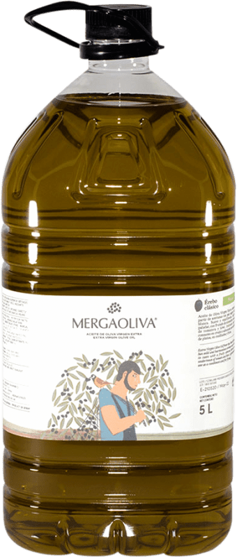 62,95 € Envío gratis | Aceite de Oliva Mergaoliva Érebo Clásico, AOVE Virgen Extra Jaén España Picual Garrafa 5 L PET