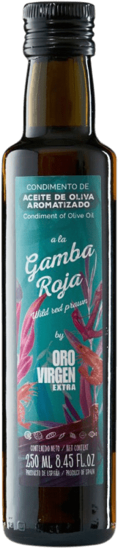 108,95 € 免费送货 | 盒装12个 橄榄油 Aceitex Gamba Roja Oro — 金色版, EVOO 特级初榨 Ciudad Real 西班牙 Cornicabra — 角牛角葡萄 小瓶装 25 cl