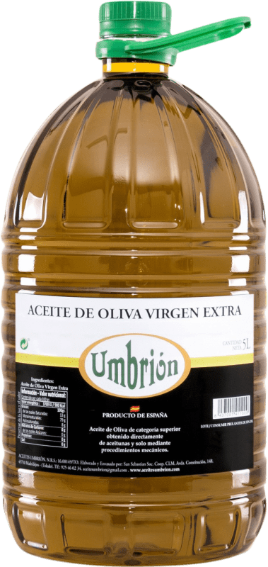 82,95 € 免费送货 | 橄榄油 Umbrión EVOO 特级初榨 Toledo 西班牙 塑料桶 5 L PET — 塑料
