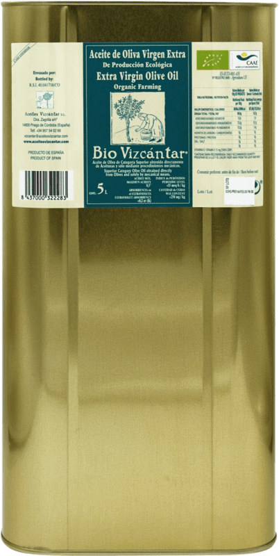 48,95 € 免费送货 | 橄榄油 Vizcántar EVOO 特级初榨 Córdoba 西班牙 Bio — 生态 有机 天然 特殊罐 5 L