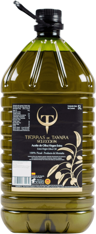 35,95 € Free Shipping | Olive Oil Tierras de Tavara Selection, EVOO Extra Virgin D.O. Sierra de Segura Jaén Spain Picual Jerrycan 5 L PET