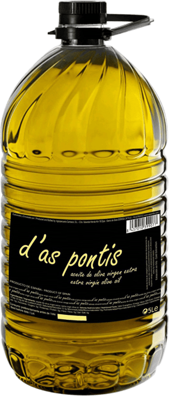 109,95 € Envío gratis | Aceite de Oliva As Pontis Vieiru Virgen Extra PET D.O.P. Gata-Hurdes Cáceres España Manzanilla Garrafa 5 L