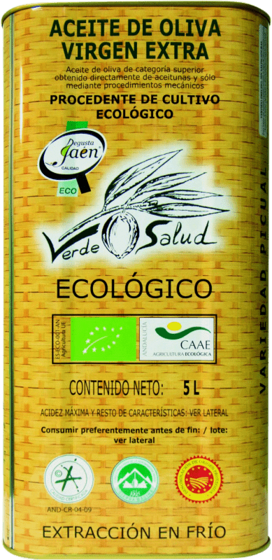 62,95 € Spedizione Gratuita | Olio d'Oliva Trujal de Mágina Verde Salud EVO Extra Vergine D.O. Sierra Mágina Jaén Spagna Picual Eco — Biologico Lattina Speciale 5 L