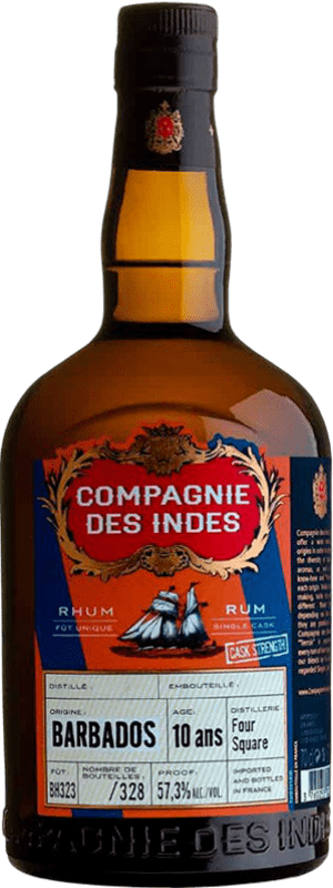 145,95 € Free Shipping | Rum Compagnie des Indes Cask Strength Barbados Foursquare France 10 Years Bottle 70 cl