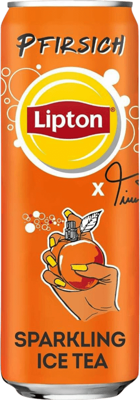 14,95 € Envio grátis | Caixa de 24 unidades Refrigerantes Lipton Sparkling — Espumante Alemanha Lata 33 cl Pfirsich — Pêssego, Ice Tea — Chá Gelado