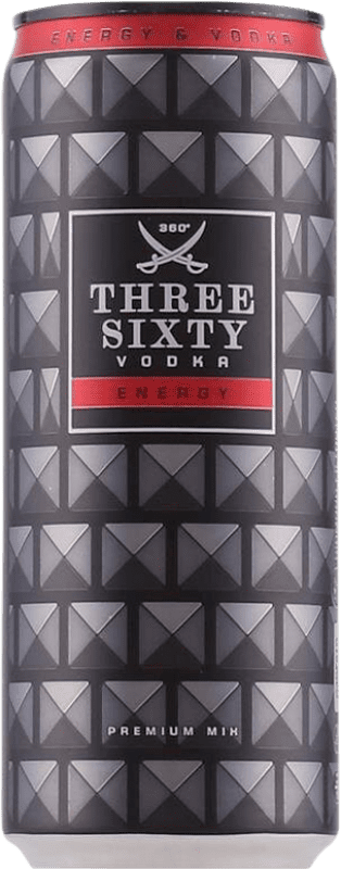 38,95 € Envio grátis | Caixa de 12 unidades Bebida Energética Three Sixty Alemanha Lata 25 cl Vodka