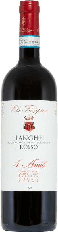13,95 € 送料無料 | 赤ワイン Elio Filippino 4 Amis Rosso ドライ D.O.C. Langhe ピエモンテ イタリア Syrah, Cabernet Sauvignon, Nebbiolo, Barbera ボトル 75 cl