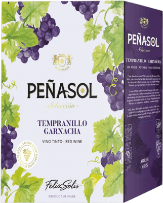 17,95 € Бесплатная доставка | Красное вино Félix Solís Peñasol Tempranillo Garnacha Seco — Сухое Испания Tempranillo — Темпранильо, Garnacha — Гренаш Bag in Box — вино в коробке 3 L