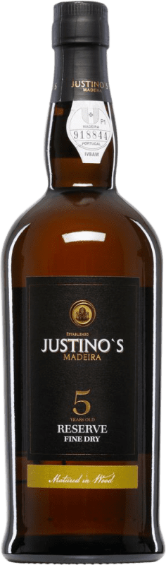 28,95 € Envío gratis | Vino generoso Justino's Madeira Fine Dry Seco Reserva I.G. Madeira Madeira Portugal 5 Años Botella 75 cl