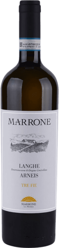 23,95 € Envío gratis | Vino blanco Marrone Tre Fie Seco D.O.C. Langhe Piemonte Italia Arneis Botella 75 cl