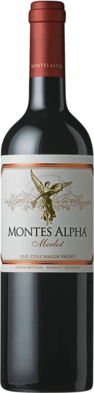 23,95 € Spedizione Gratuita | Vino rosso Montes Alpha Secco I.G. Valle Central Central Valley Chile Merlot Bottiglia 75 cl