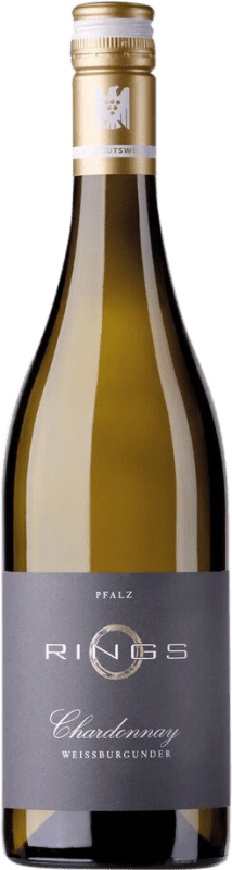 17,95 € Envio grátis | Vinho Branco Rings Pinot Chardonnay Trocken — Seco Q.b.A. Pfälz Pfälz Alemanha Chardonnay, Pinot Branco 75 cl