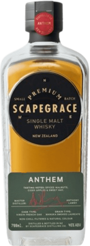68,95 € Envío gratis | Whisky Single Malt Scapegrace Gin Anthem Nueva Zelanda Botella 70 cl